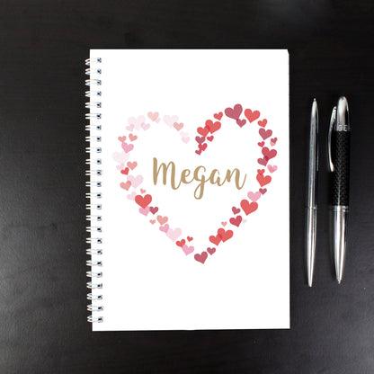 Personalised Confetti Hearts A5 Notebook - MK&JD Gifts