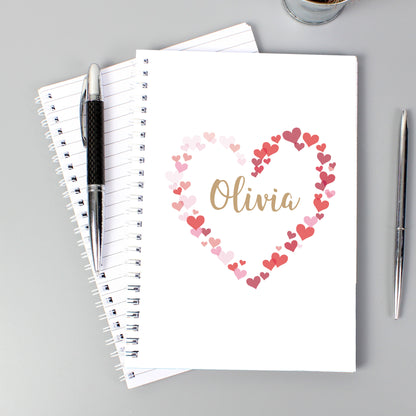 Personalised Confetti Hearts A5 Notebook - MK&JD Gifts