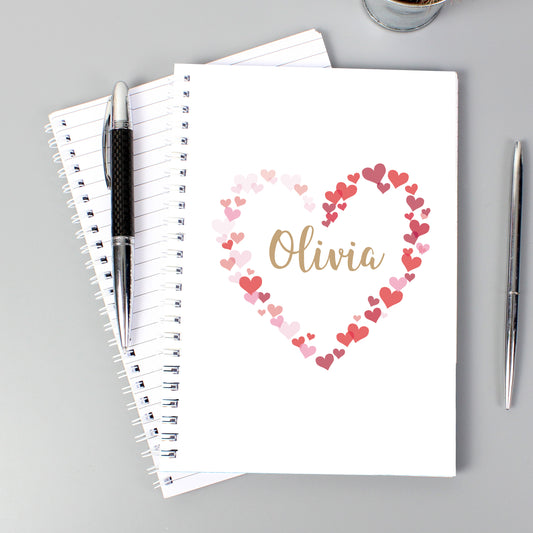 Personalised Confetti Hearts A5 Notebook - MK&JD Gifts