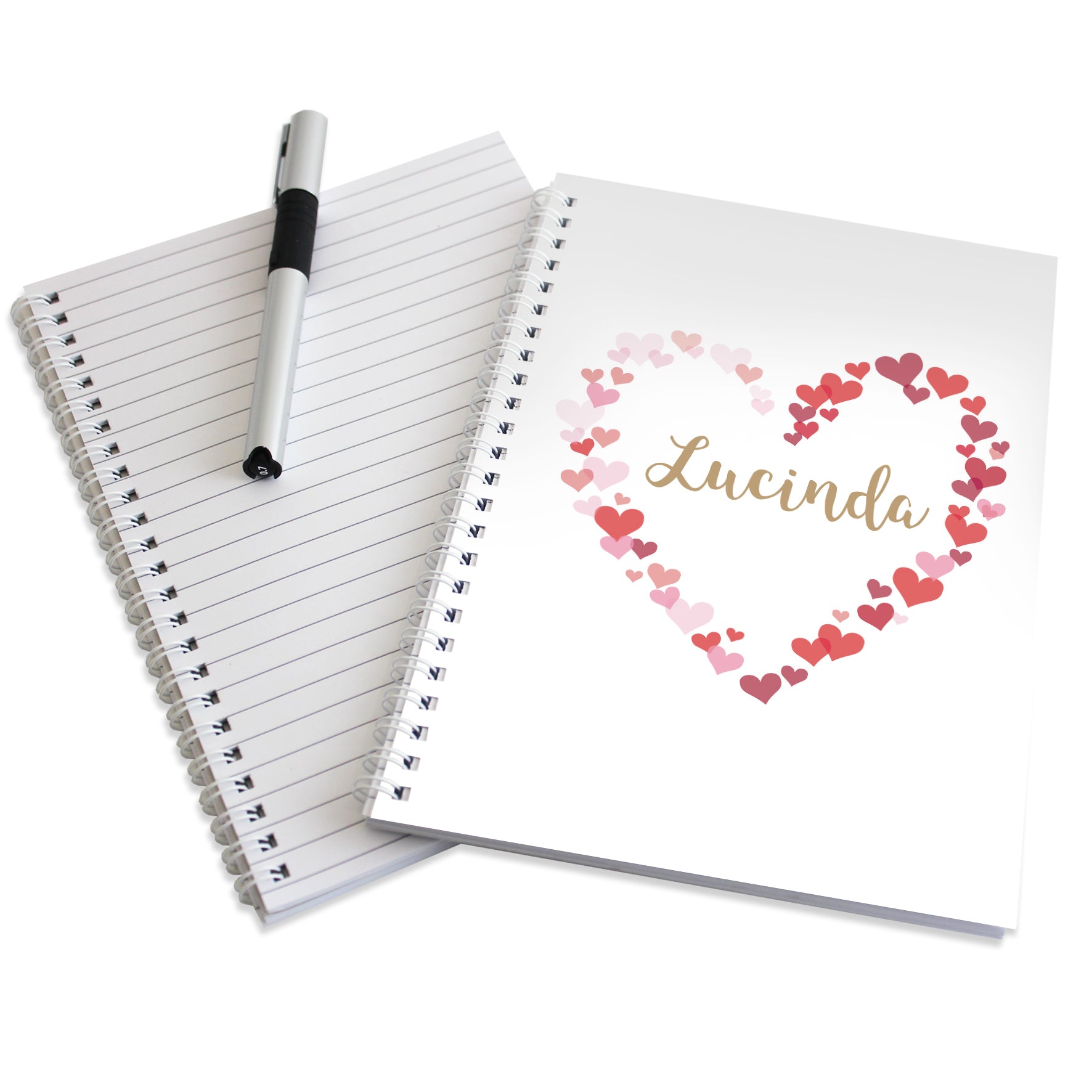 Personalised Confetti Hearts A5 Notebook - MK&JD Gifts