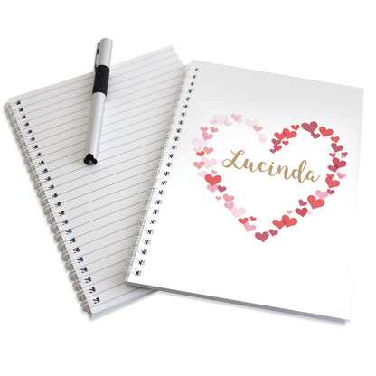 Personalised Confetti Hearts A5 Notebook - MK&JD Gifts