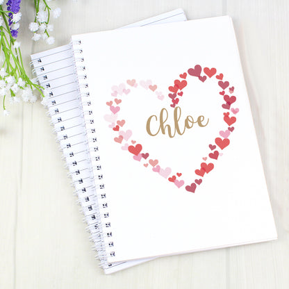 Personalised Confetti Hearts A5 Notebook - MK&JD Gifts