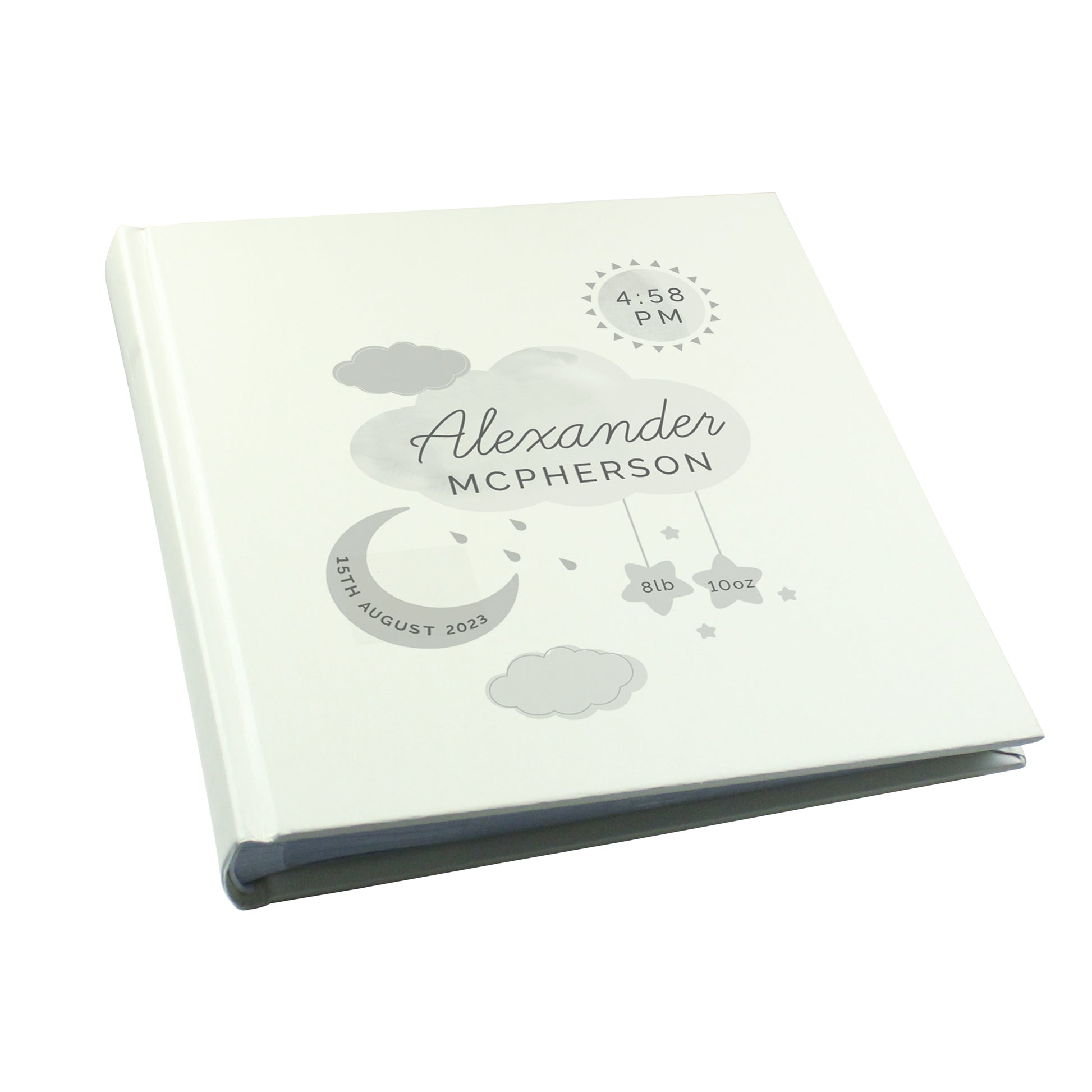Personalised New Baby Moon & Stars Square Photo Album - MK&JD Gifts