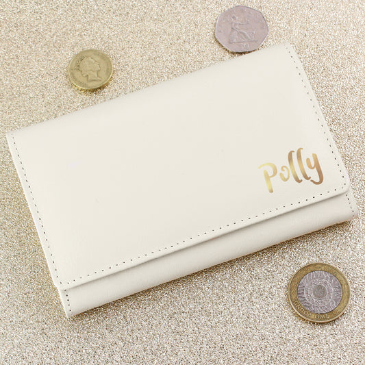 Personalised Gold Name Cream Purse - MK&JD Gifts