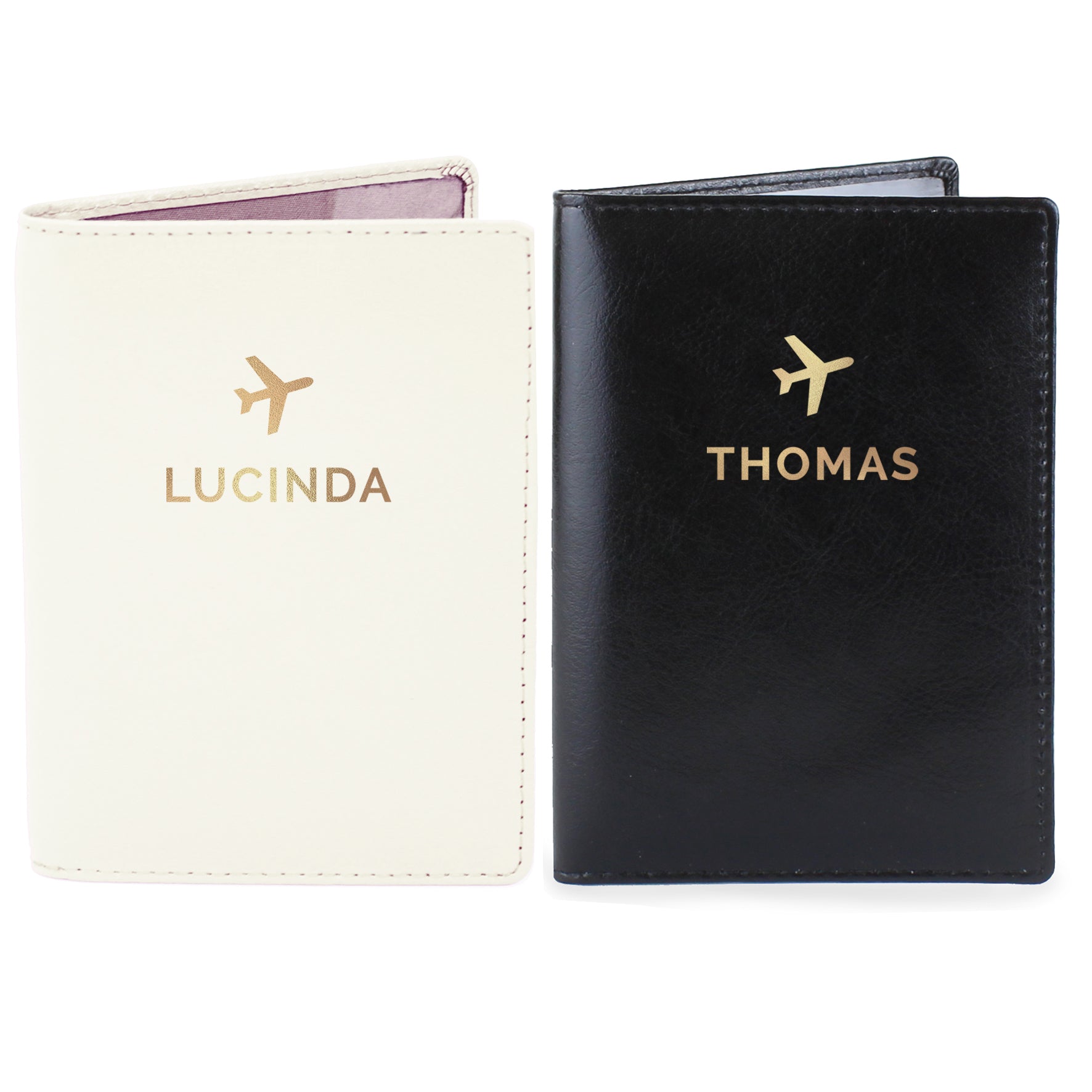Personalised Gold Name Passport Holders Set - MK&JD Gifts