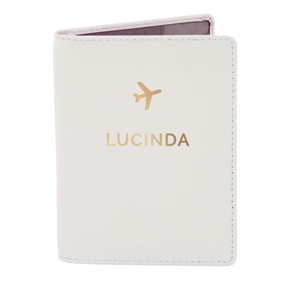 Personalised Gold Name Cream Passport Holder - MK&JD Gifts