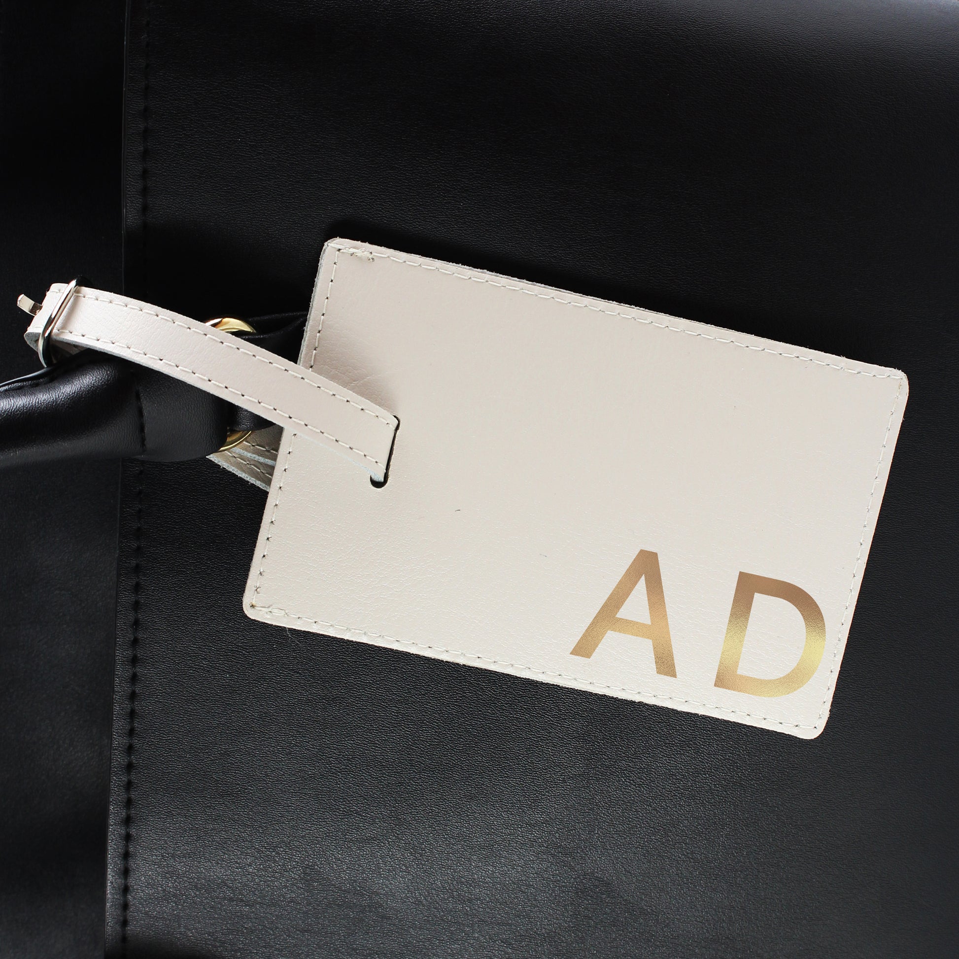 Personalised Gold Initials Cream Luggage Tag - MK&JD Gifts