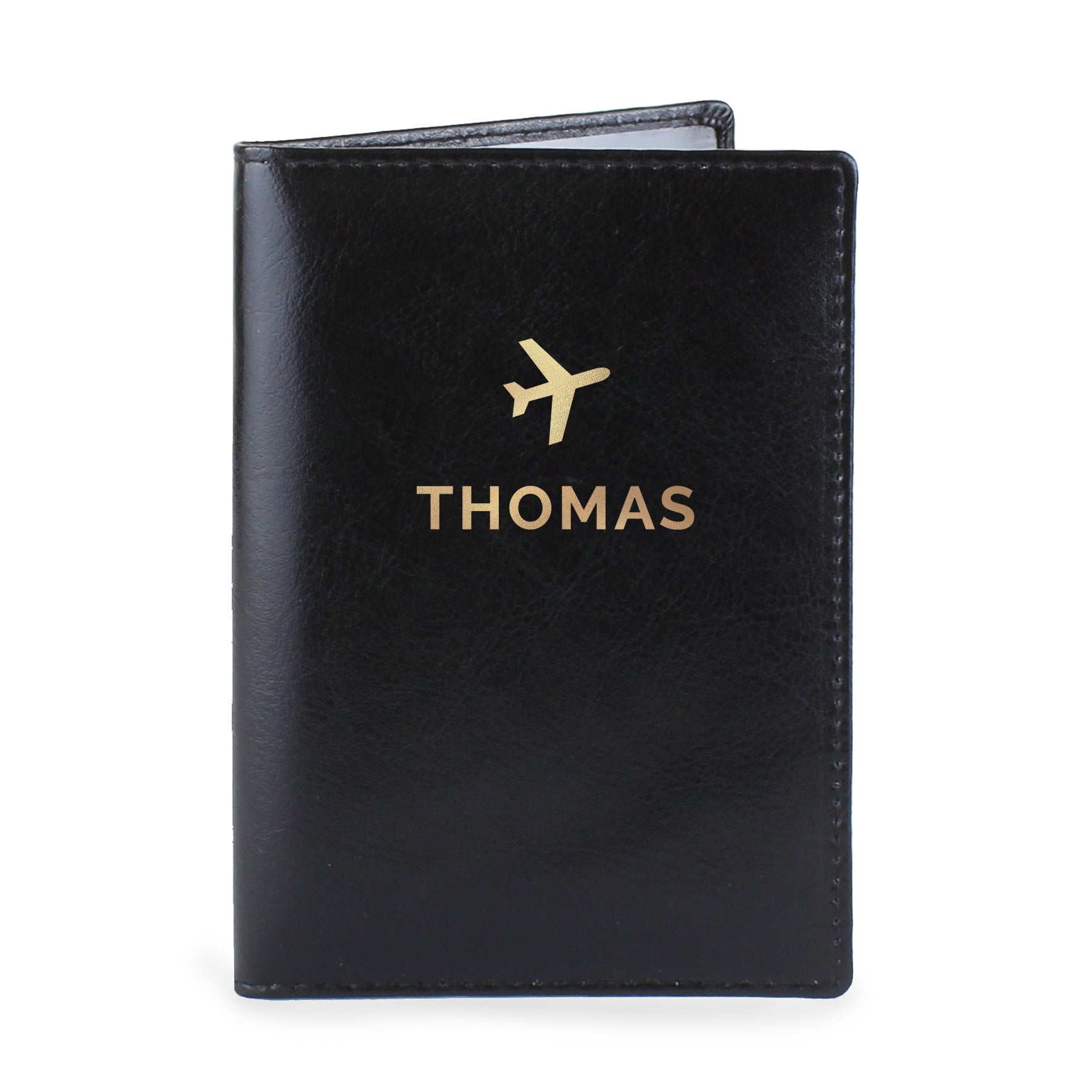 Personalised Gold Name Black Passport Holder - MK&JD Gifts
