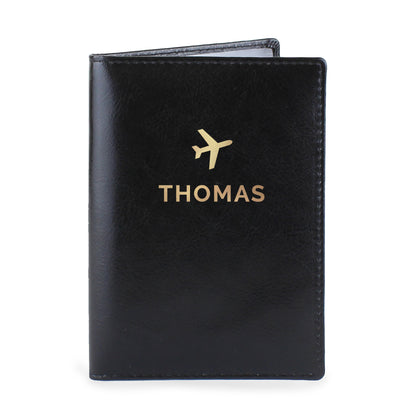 Personalised Gold Name Black Passport Holder - MK&JD Gifts