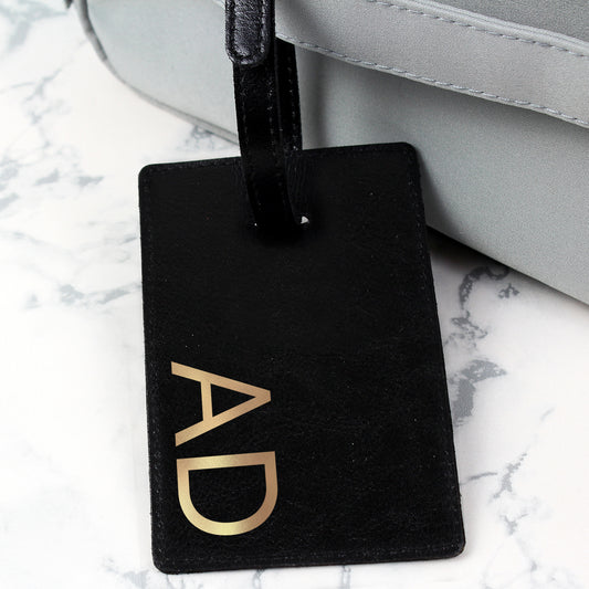 Personalised Gold Initials Black Luggage Tag - MK&JD Gifts