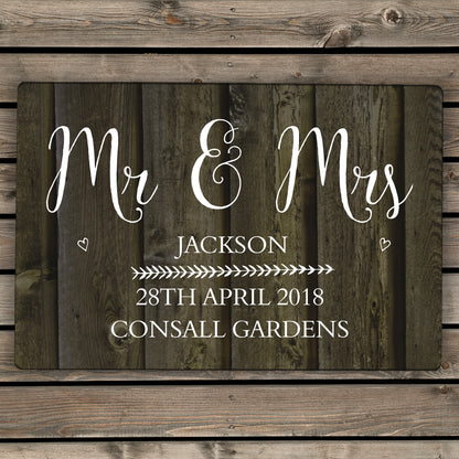 Personalised Walnut Wood Grain Metal Sign - MK&JD Gifts