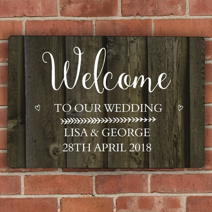 Personalised Walnut Wood Grain Metal Sign - MK&JD Gifts