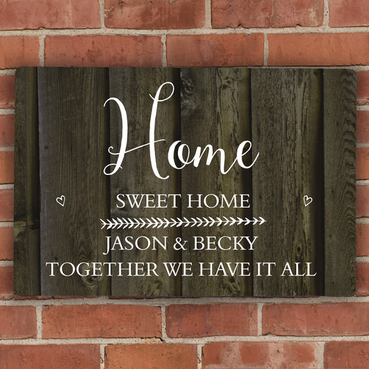 Personalised Walnut Wood Grain Metal Sign - MK&JD Gifts