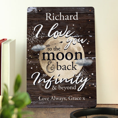 Personalised To the Moon & Back Metal Sign - MK&JD Gifts
