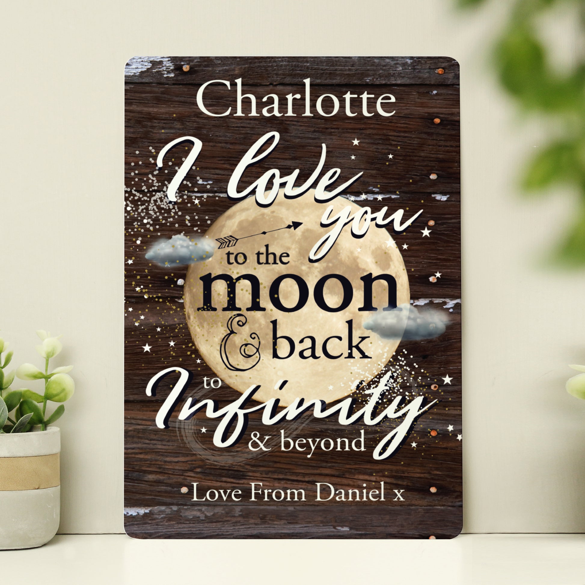 Personalised To the Moon & Back Metal Sign - MK&JD Gifts