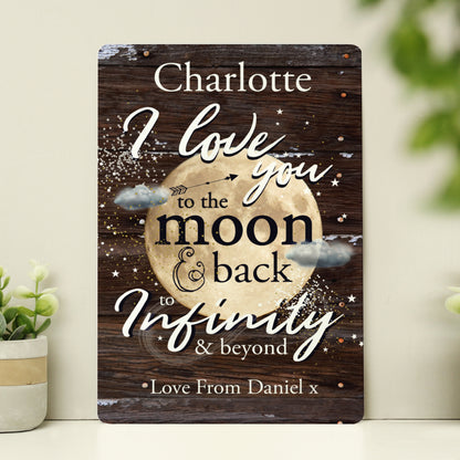 Personalised To the Moon & Back Metal Sign - MK&JD Gifts