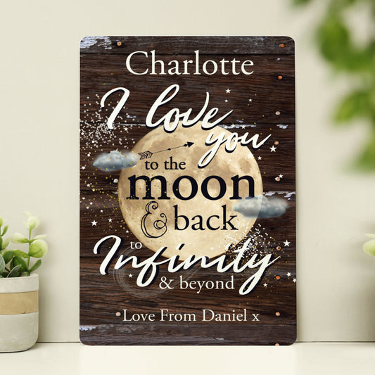 Personalised To the Moon & Back Metal Sign - MK&JD Gifts