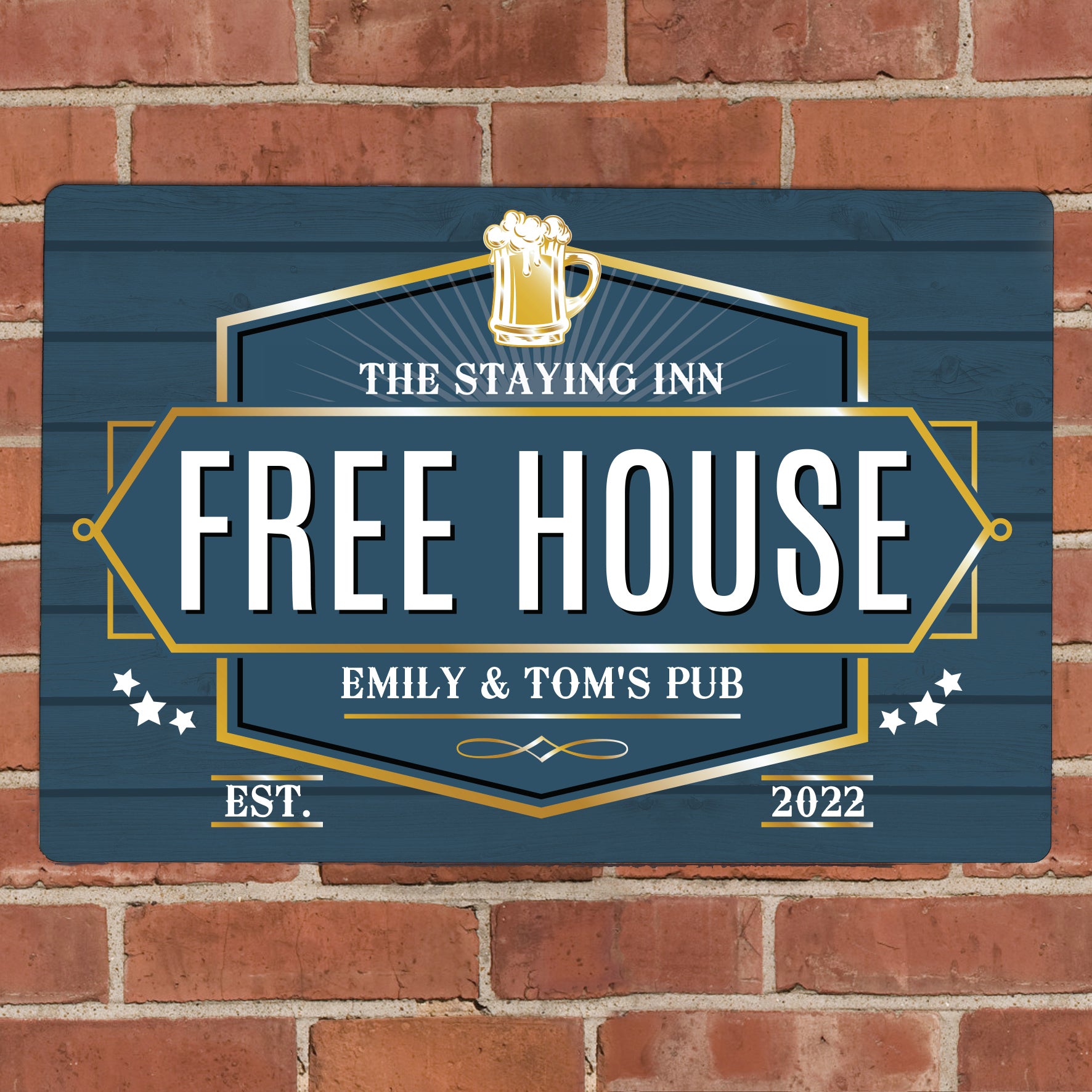 Personalised Free House Blue Metal Sign - MK&JD Gifts