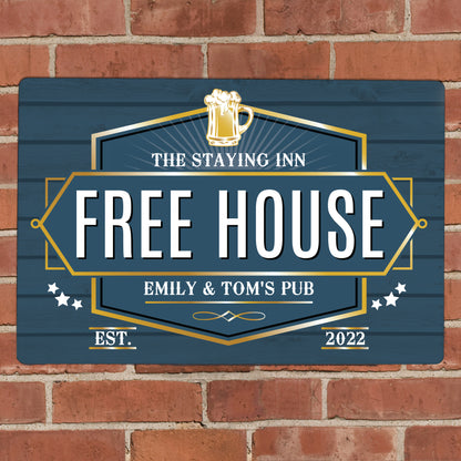 Personalised Free House Blue Metal Sign - MK&JD Gifts