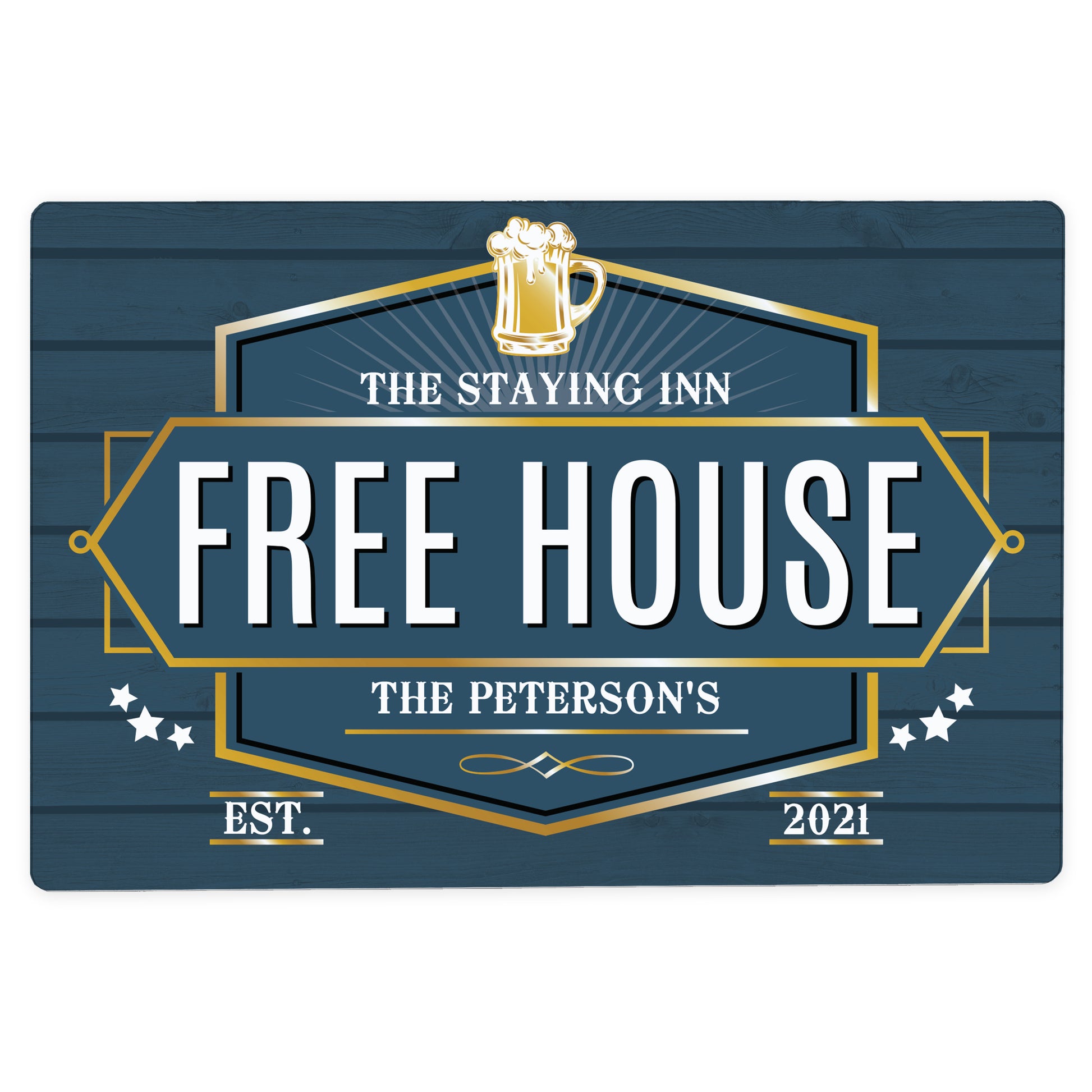 Personalised Free House Blue Metal Sign - MK&JD Gifts