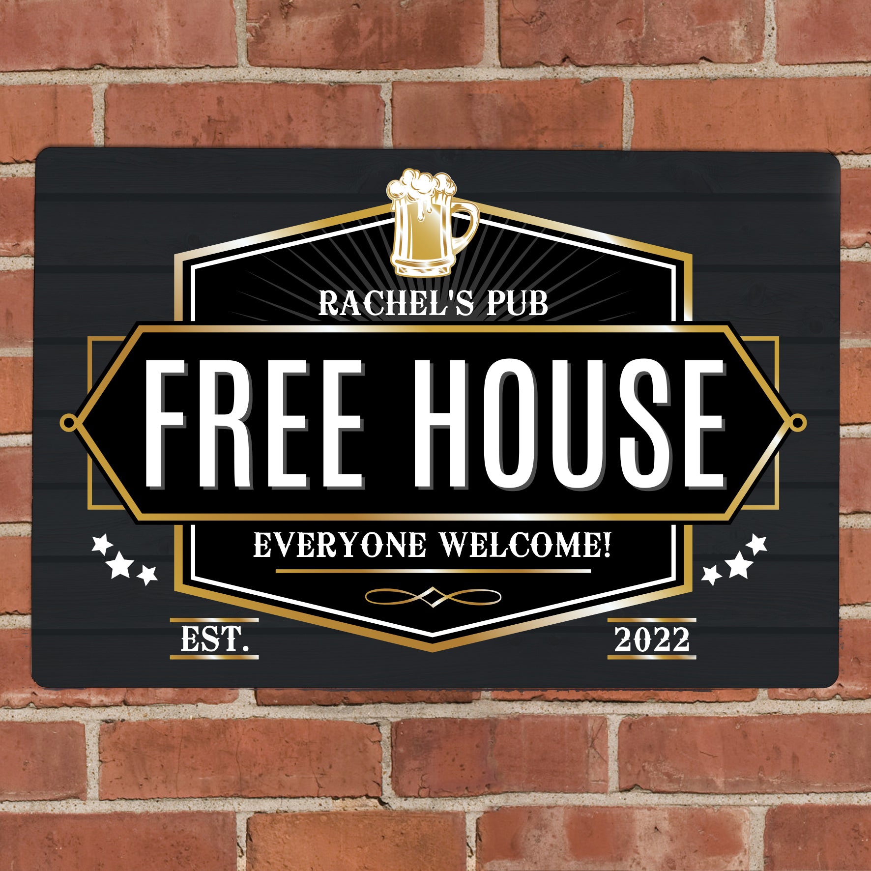 Personalised Free House Black Metal Sign - MK&JD Gifts