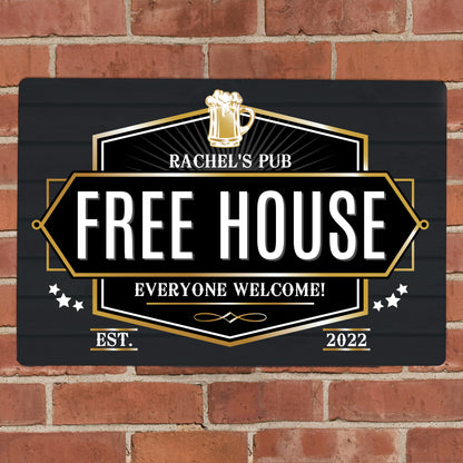 Personalised Free House Black Metal Sign - MK&JD Gifts