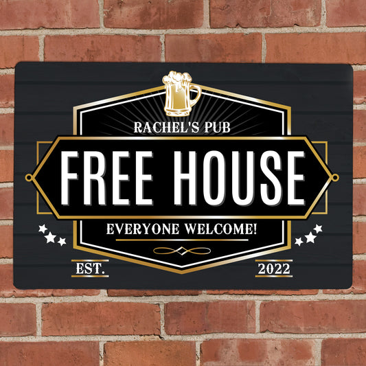 Personalised Free House Black Metal Sign - MK&JD Gifts