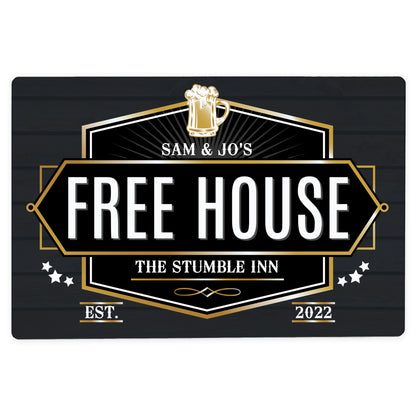 Personalised Free House Black Metal Sign - MK&JD Gifts