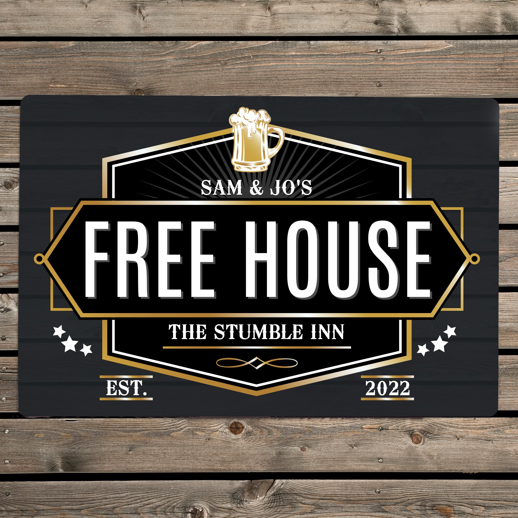 Personalised Free House Black Metal Sign - MK&JD Gifts