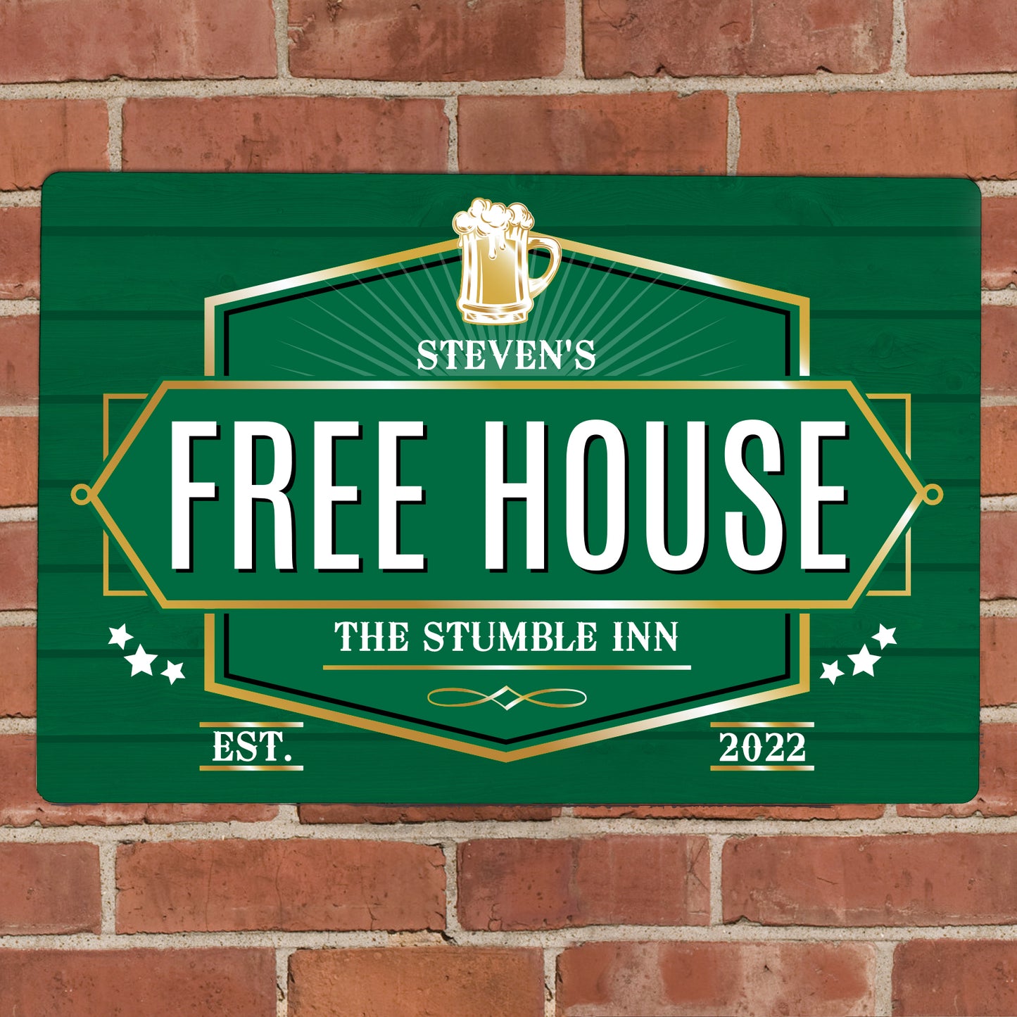 Personalised Free House Green Metal Sign - MK&JD Gifts