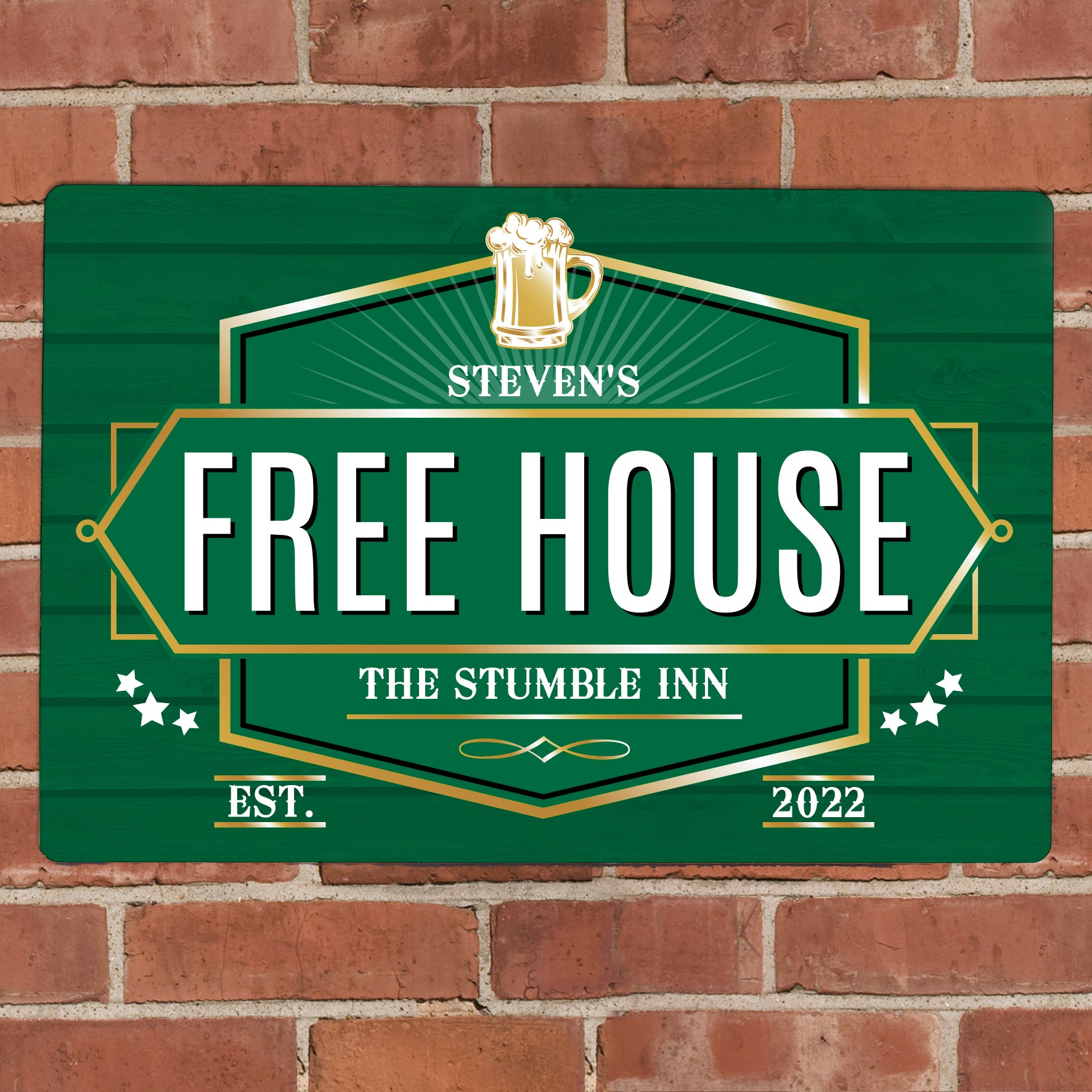 Personalised Free House Green Metal Sign - MK&JD Gifts
