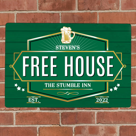 Personalised Free House Green Metal Sign - MK&JD Gifts