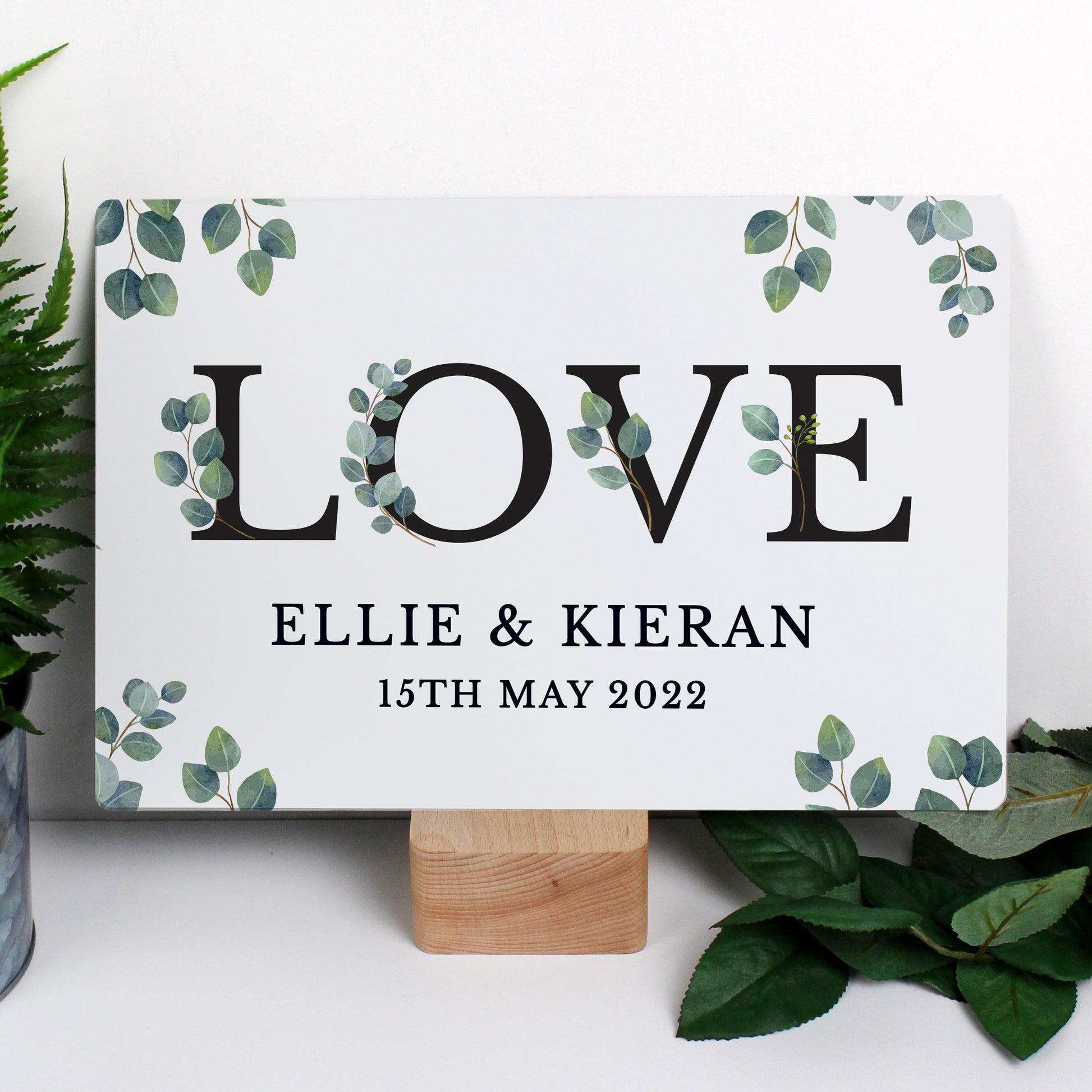 Personalised Botanical LOVE Metal Sign - MK&JD Gifts