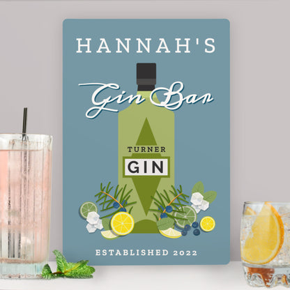 Personalised Gin Bar Metal Sign - MK&JD Gifts