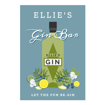 Personalised Gin Bar Metal Sign - MK&JD Gifts