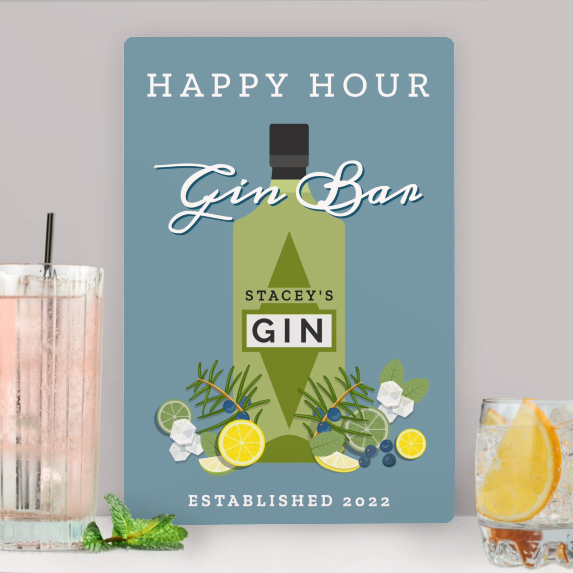 Personalised Gin Bar Metal Sign - MK&JD Gifts
