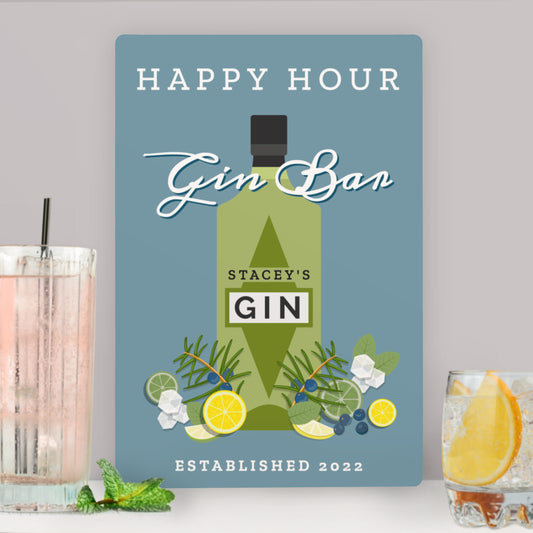 Personalised Gin Bar Metal Sign - MK&JD Gifts