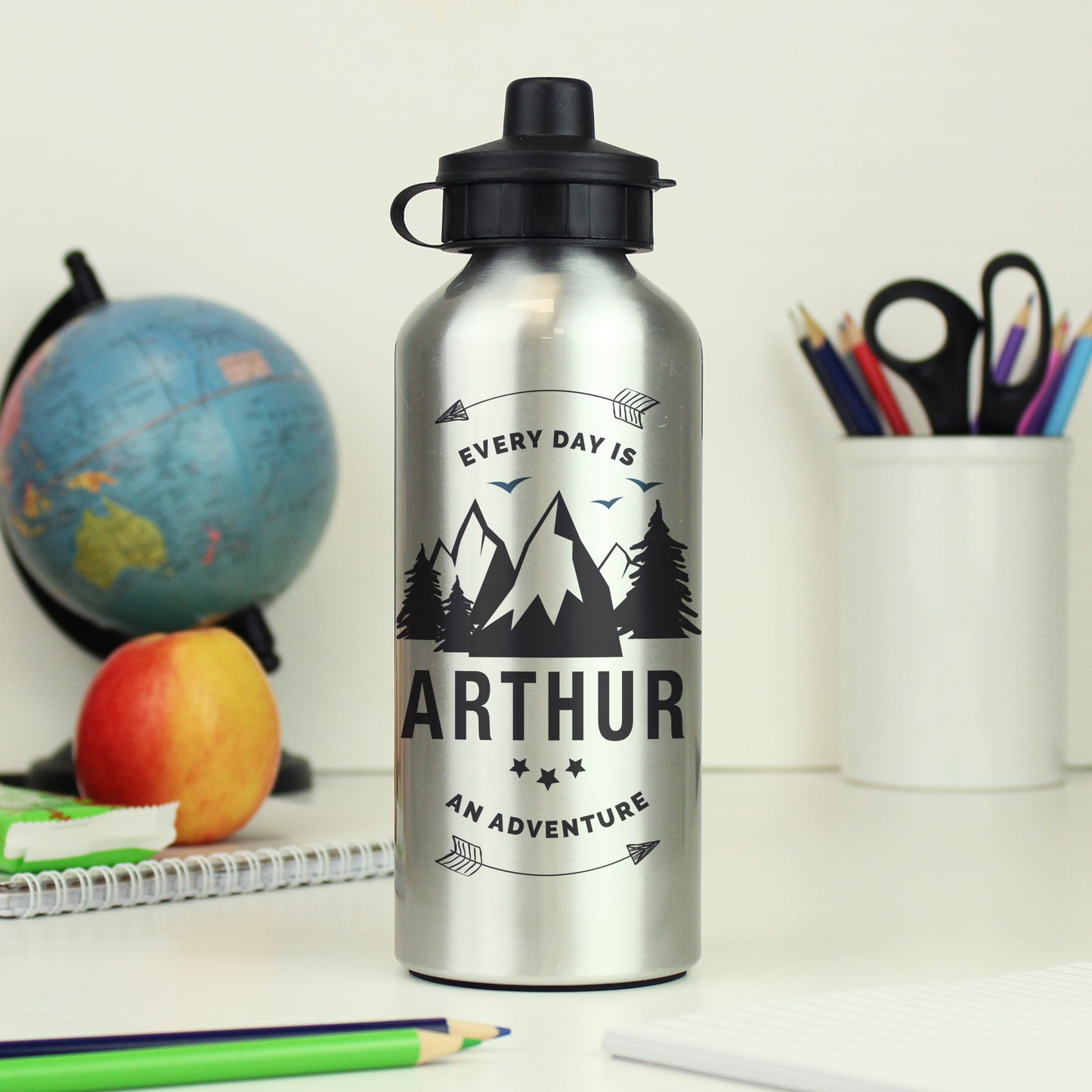 Personalised Adventure Silver Drinks Bottle - MK&JD Gifts