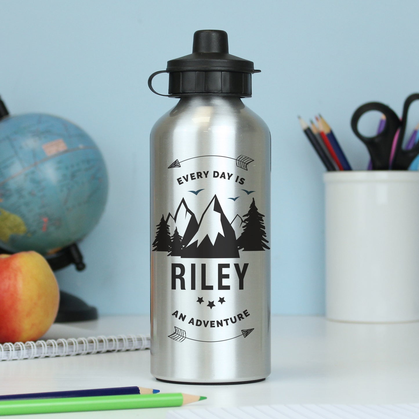 Personalised Adventure Silver Drinks Bottle - MK&JD Gifts