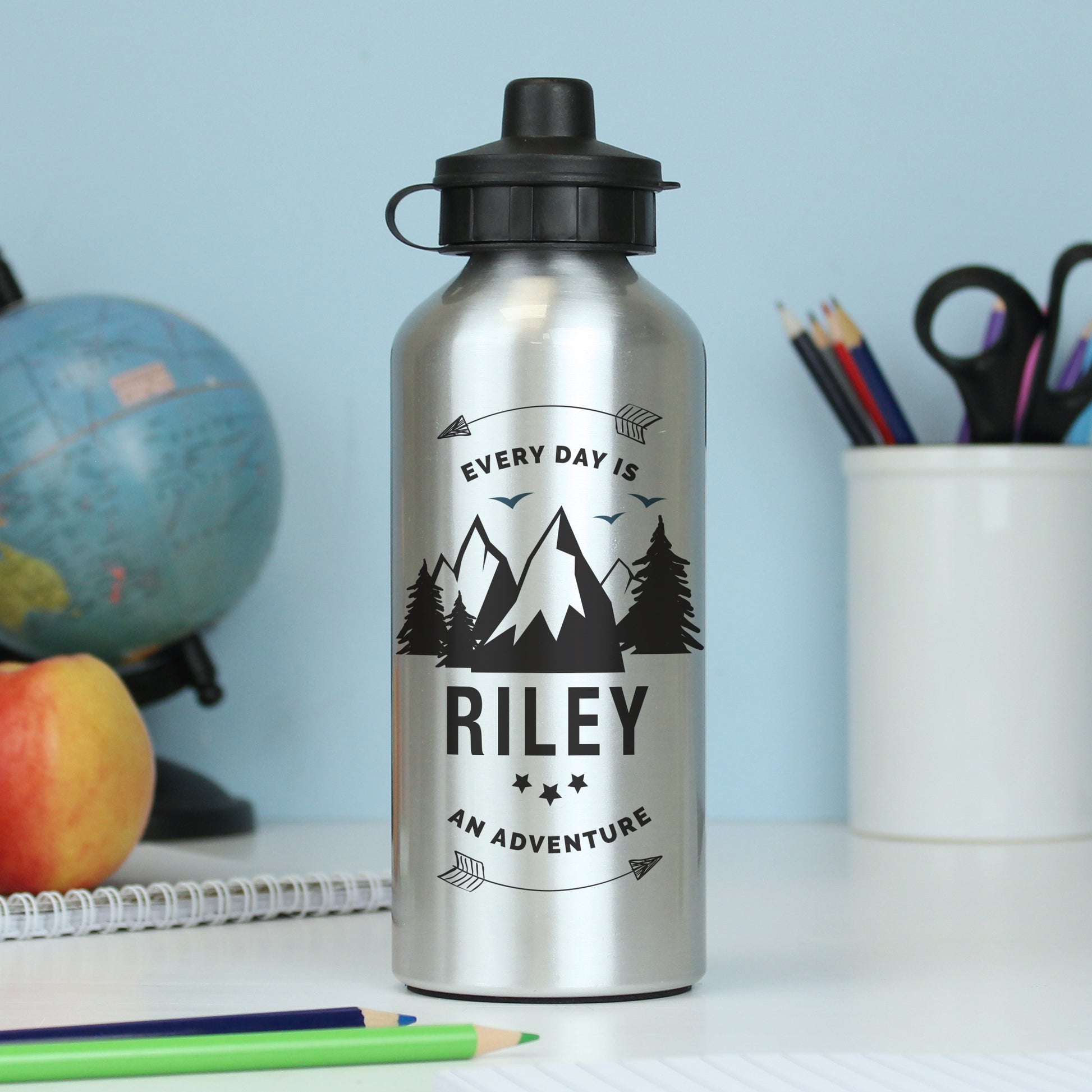 Personalised Adventure Silver Drinks Bottle - MK&JD Gifts