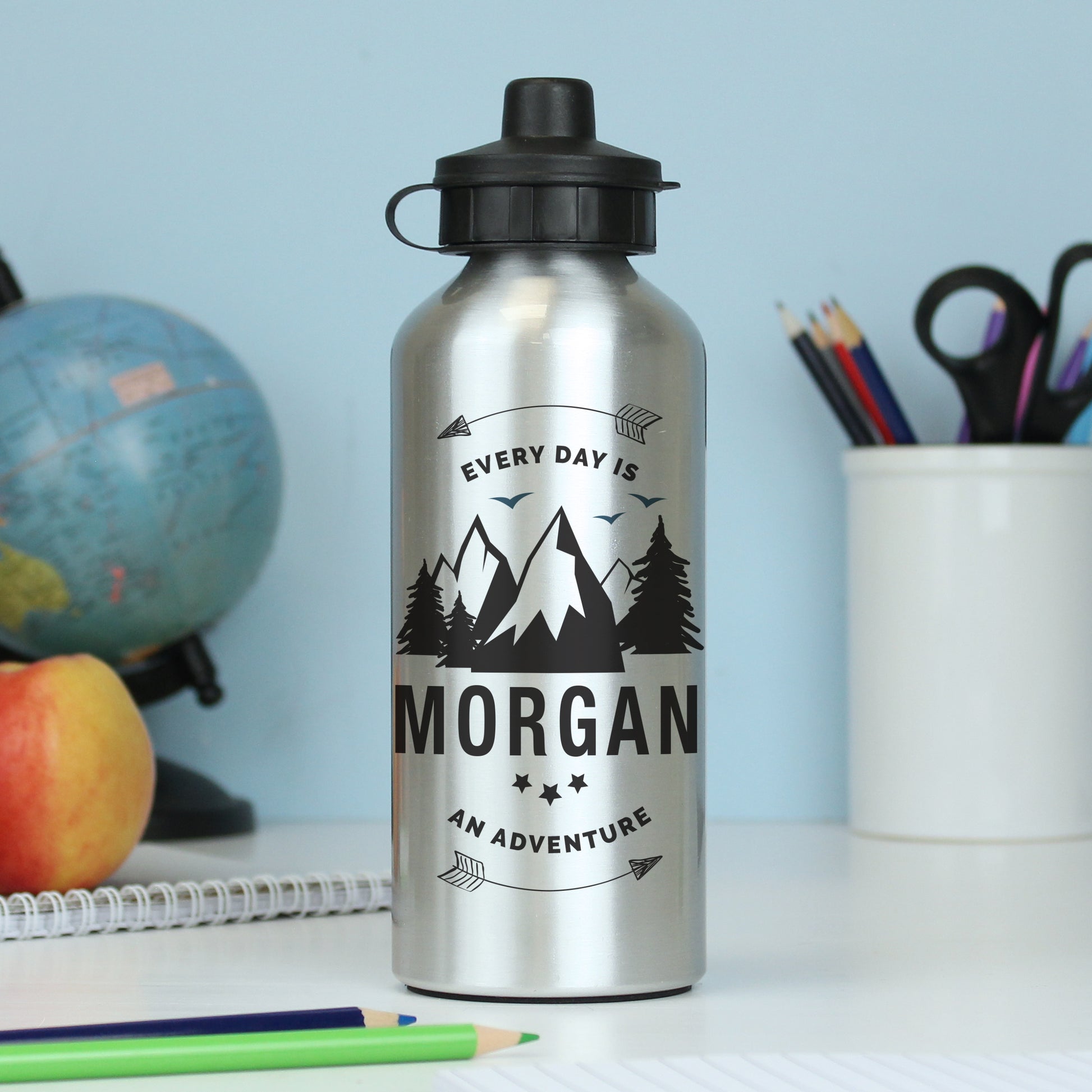Personalised Adventure Silver Drinks Bottle - MK&JD Gifts