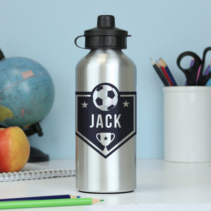 Personalised Football Silver Drinks Bottle - MK&JD Gifts