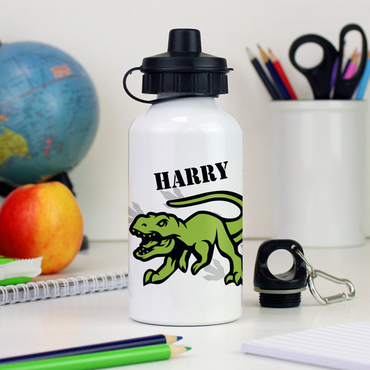 Personalised Dinosaur White Drinks Bottle - MK&JD Gifts