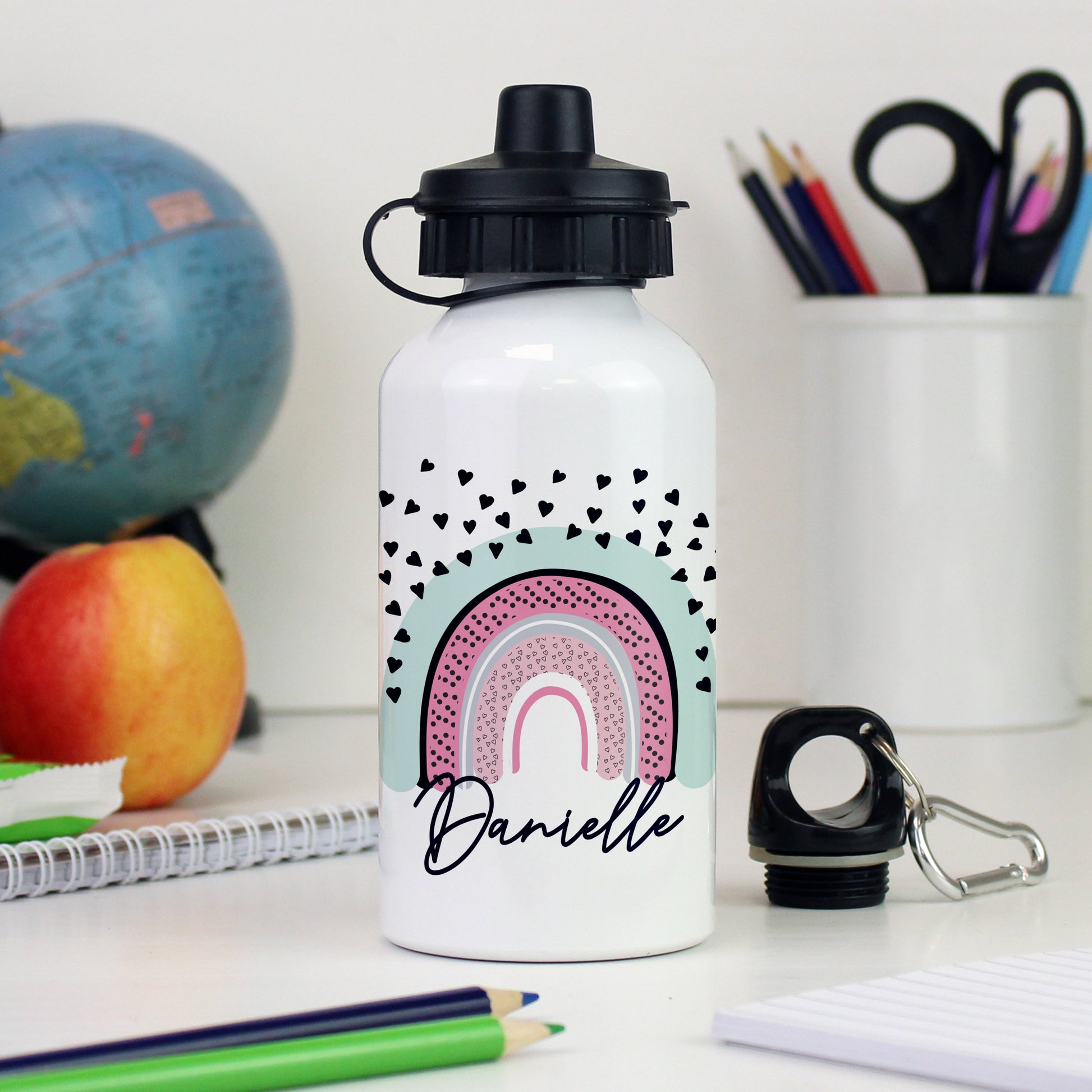 Personalised Rainbow White Drinks Bottle - MK&JD Gifts