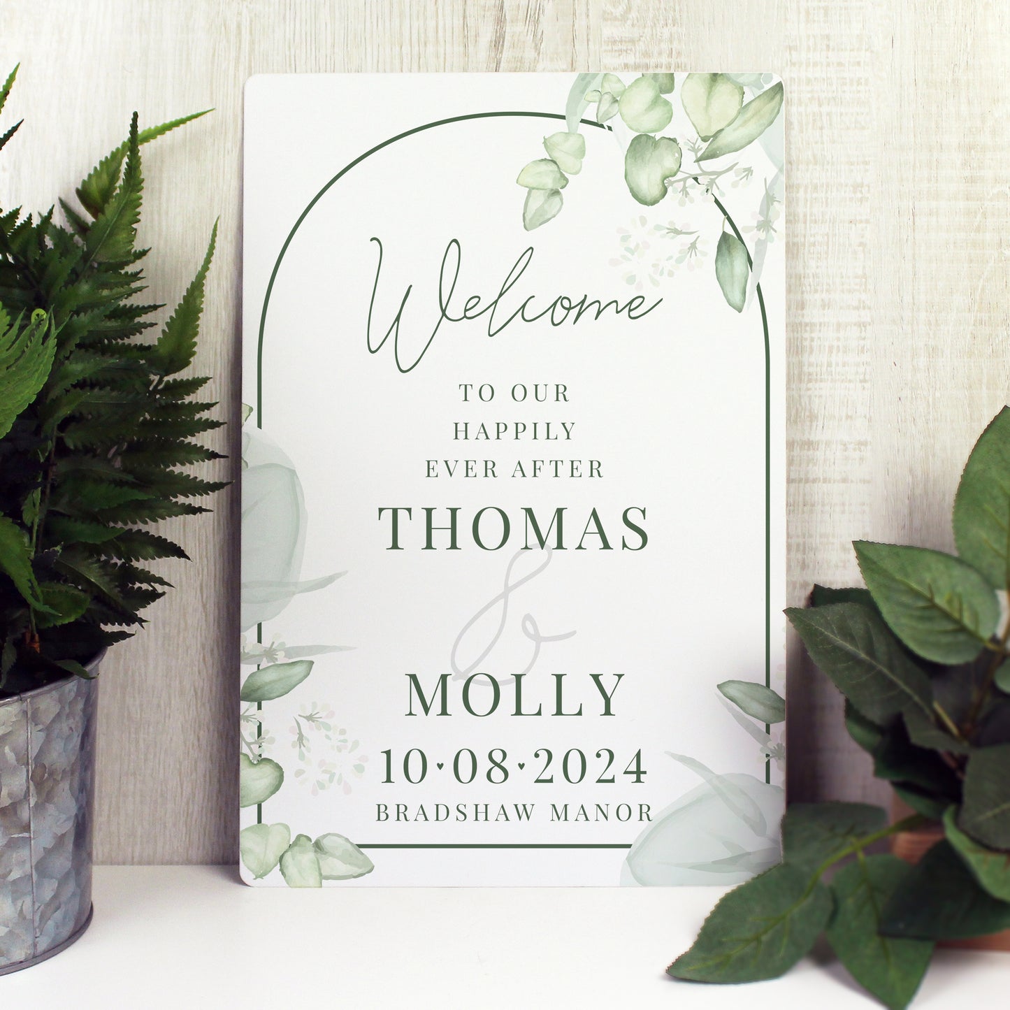 Personalised Botanical Wedding Metal Sign - MK&JD Gifts