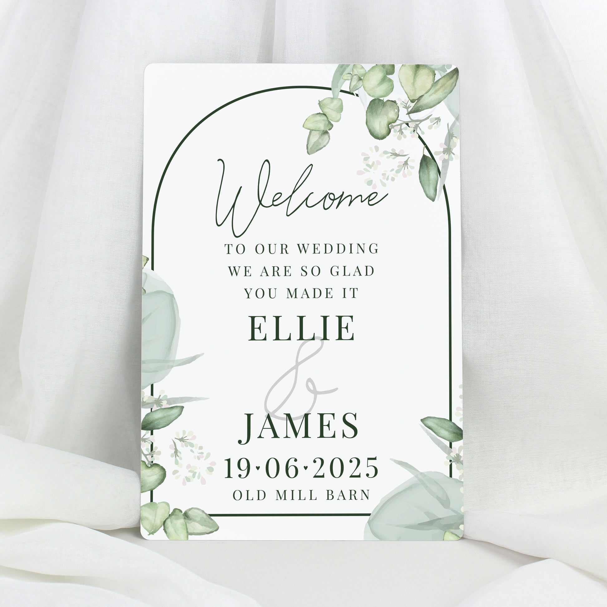 Personalised Botanical Wedding Metal Sign - MK&JD Gifts