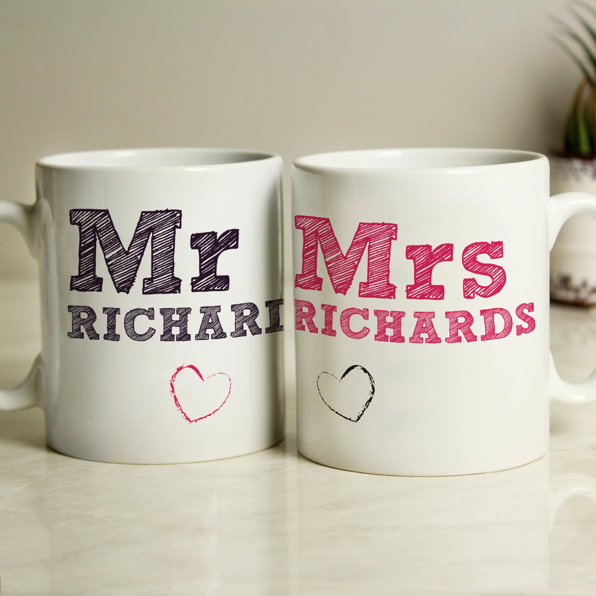 Personalised MR & MRS MUG SET - MK&JD Gifts