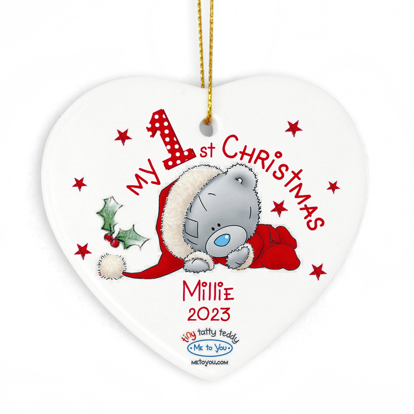 Personalised Me to You My 1st Christmas Ceramic Heart Decoration - MK&JD Gifts