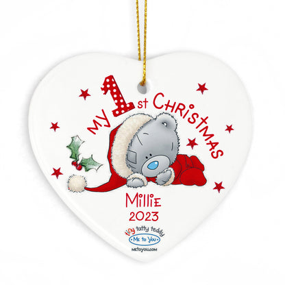 Personalised Me to You My 1st Christmas Ceramic Heart Decoration - MK&JD Gifts