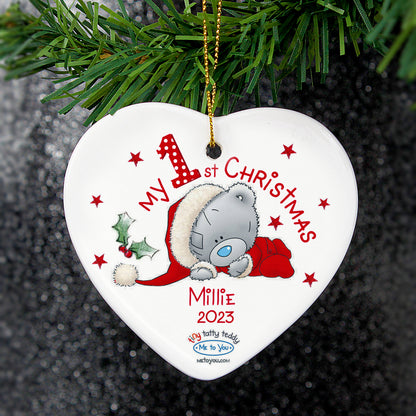Personalised Me to You My 1st Christmas Ceramic Heart Decoration - MK&JD Gifts